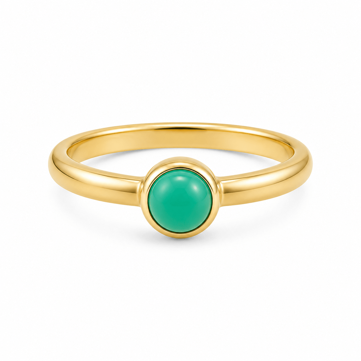 9ct Yellow Gold Round Chrysoprase Ring - Aurum Jewels