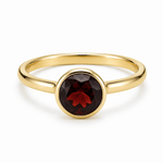 9ct Yellow Gold Round Garnet Ring - Aurum Jewels