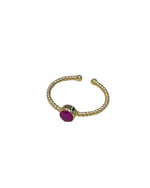 9ct Yellow Gold Round Ruby Twisted Band Ring - Aurum Jewels