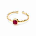 9ct Yellow Gold Round Ruby Twisted Band Ring - Aurum Jewels