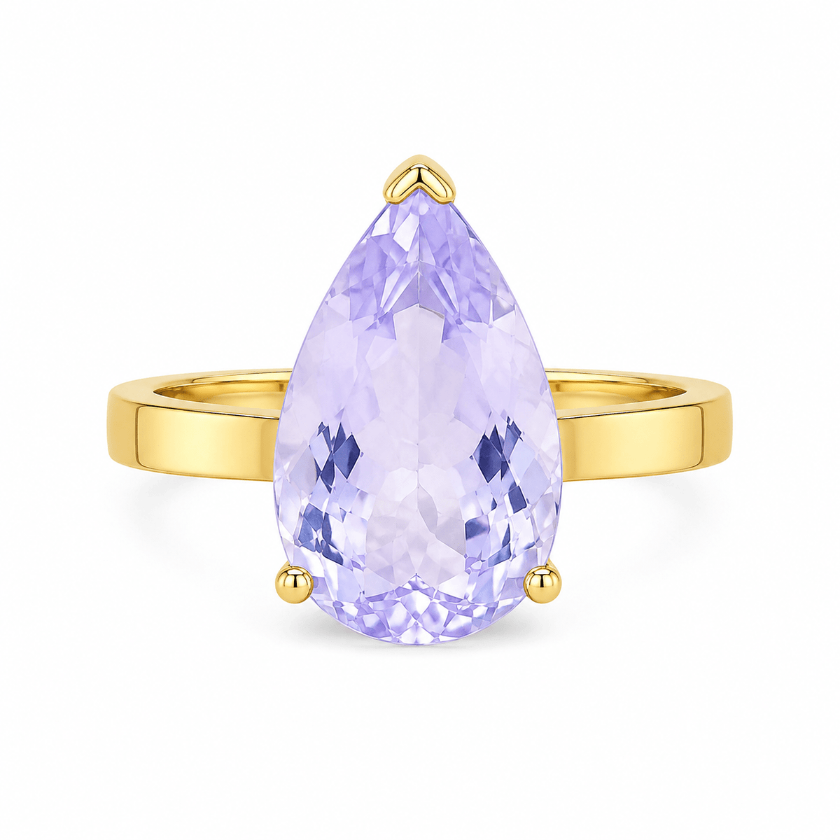 9ct Yellow Gold Teardrop Lavender Quartz Ring - Aurum Jewels