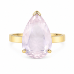 9ct Yellow Gold Teardrop Rose Quartz Ring - Aurum Jewels