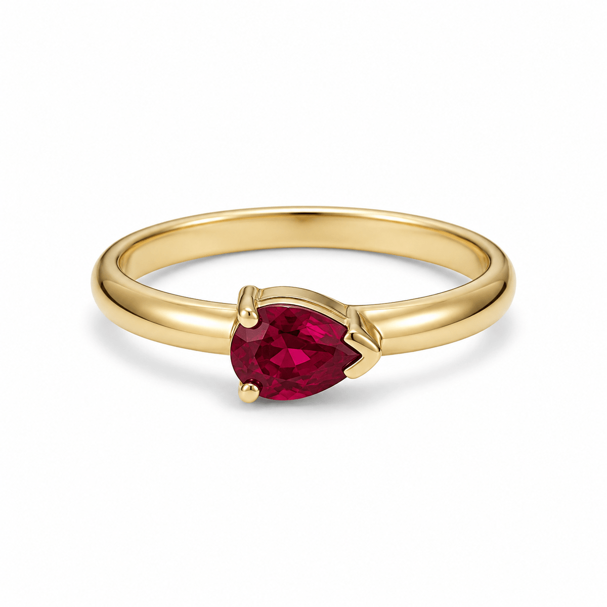 9ct Yellow Gold Teardrop Ruby Ring - Aurum Jewels