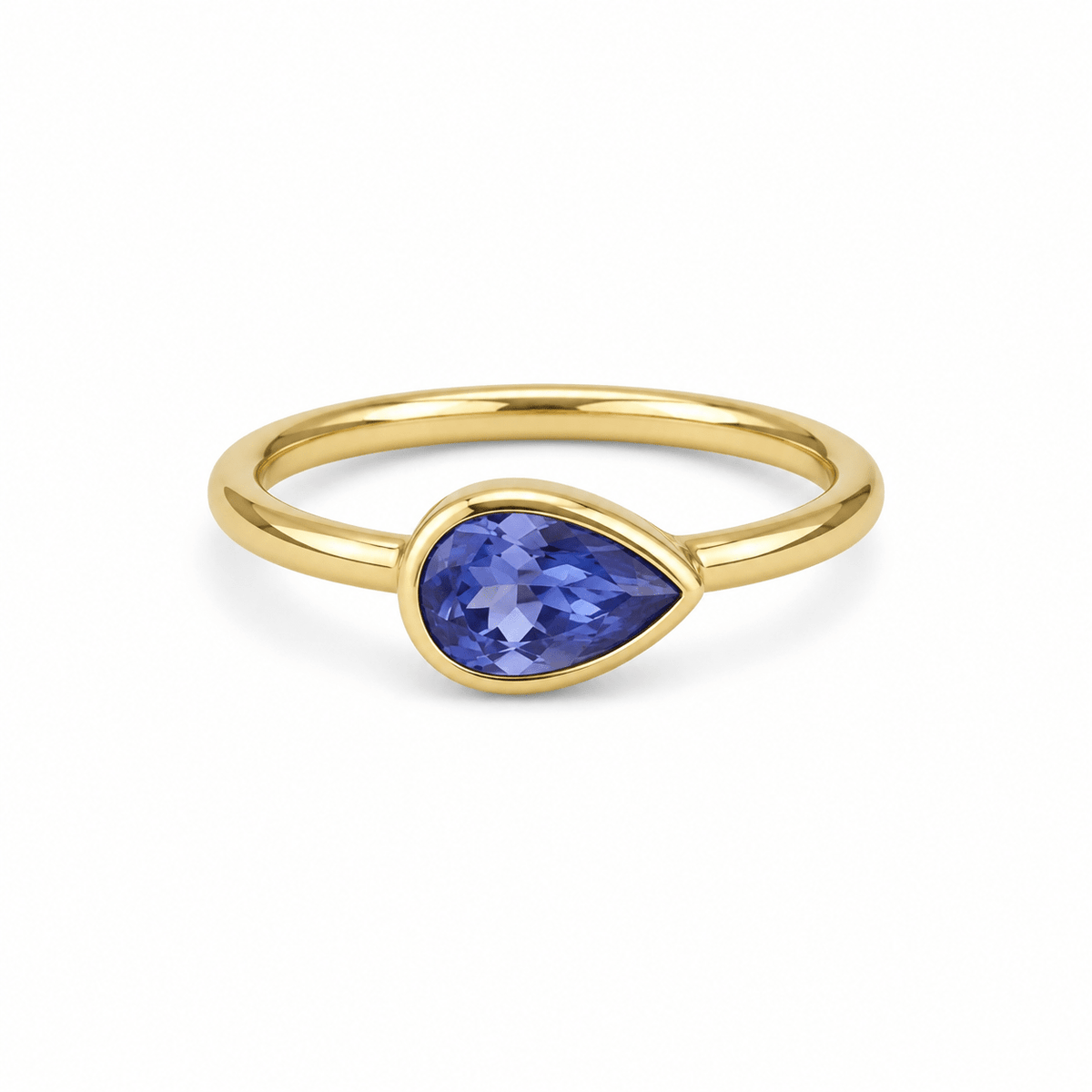 9ct Yellow Gold Teardrop Tanzanite Ring - Aurum Jewels