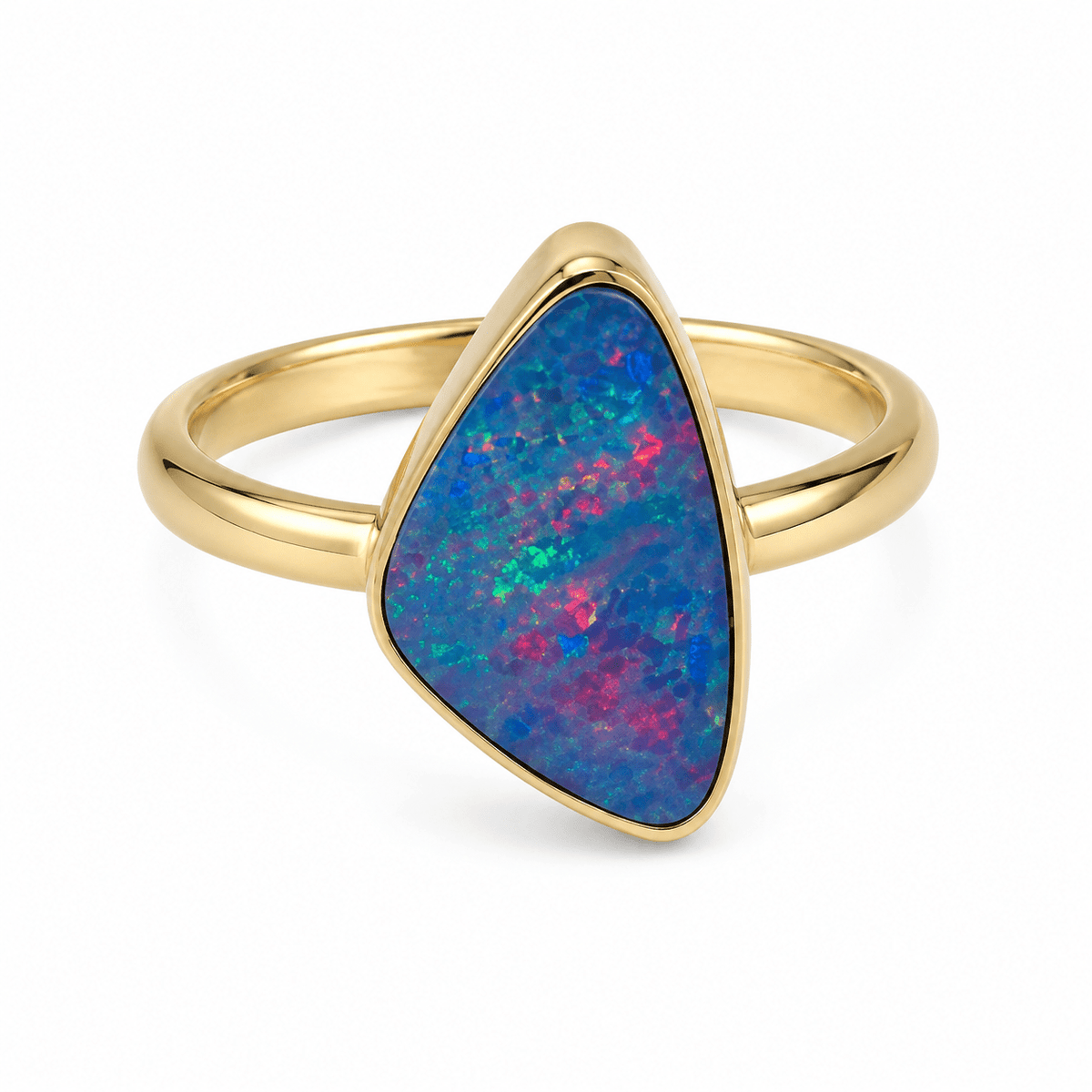 9ct Yellow Gold Triangular Opal Ring - Aurum Jewels