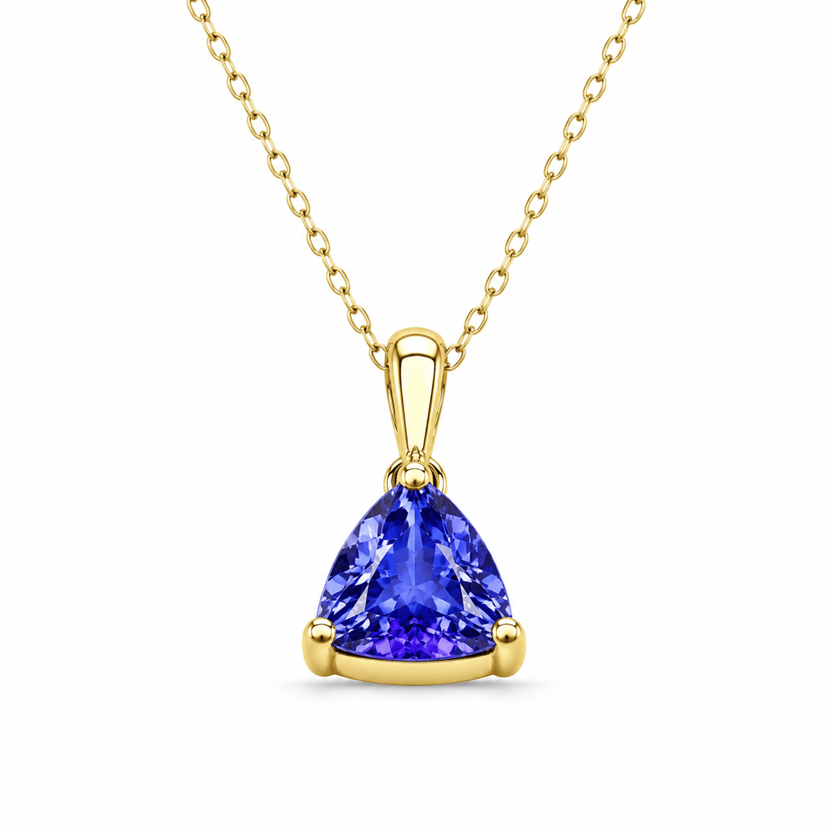 9ct Yellow Gold Trilliant Cut Tanzanite Pendant - Aurum Jewels