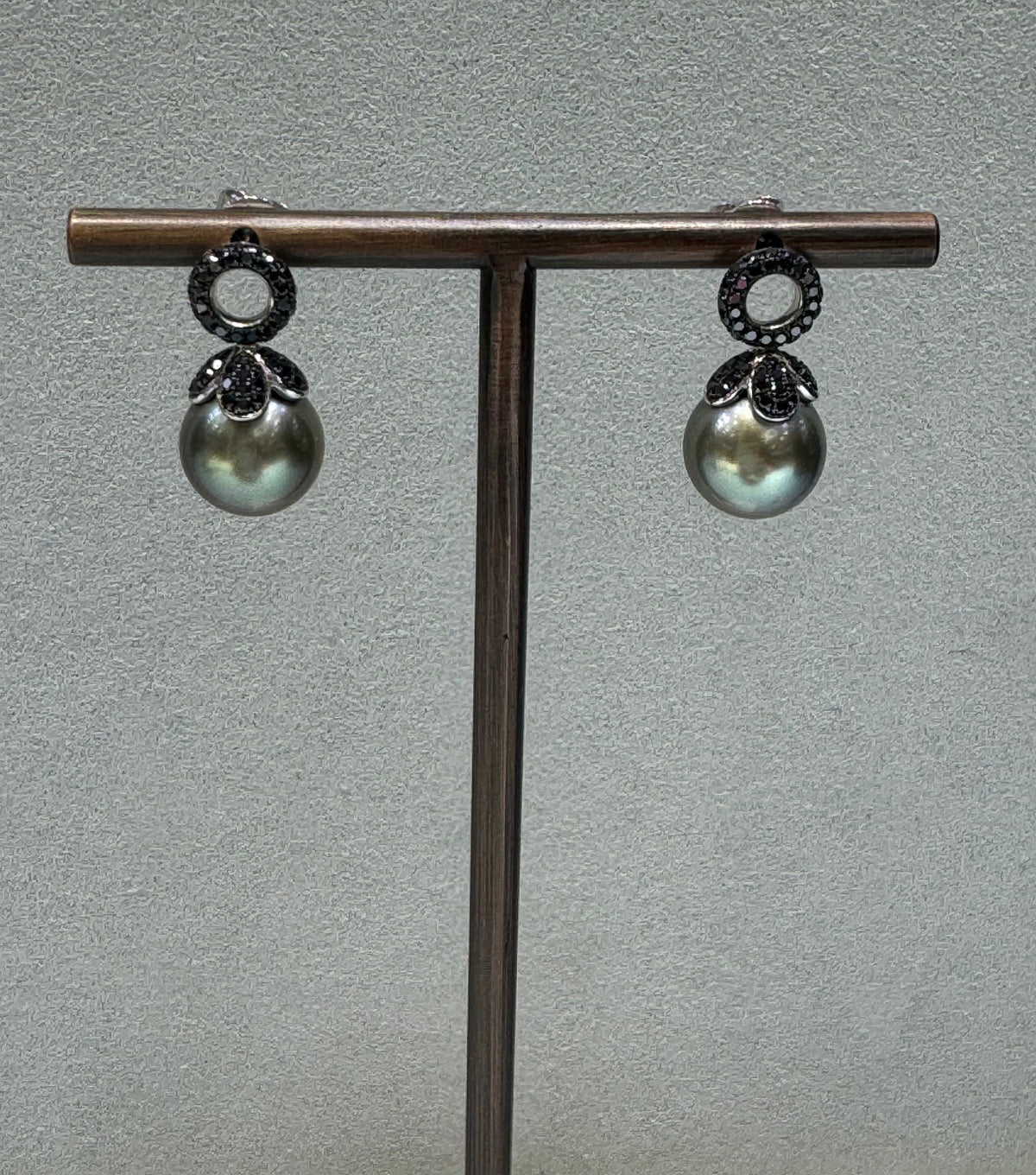 Tahitian Pearl & Black Diamond Earrings