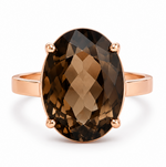9ct Rose Gold Statement Oval Smokey Quartz Cocktail Ring