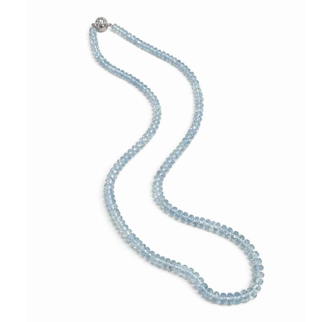 Aquamarine Gemstone Bead Necklace - Aurum Jewels