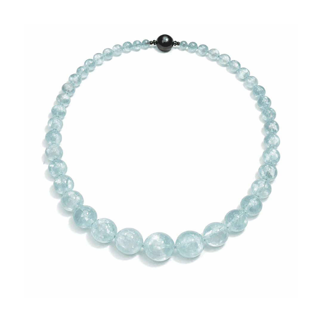 Aquamarine Gemstone Bead Necklace - Aurum Jewels