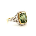Aurum Jewels 18ct Green Tourmaline & Diamond Halo Ring - Aurum Jewels