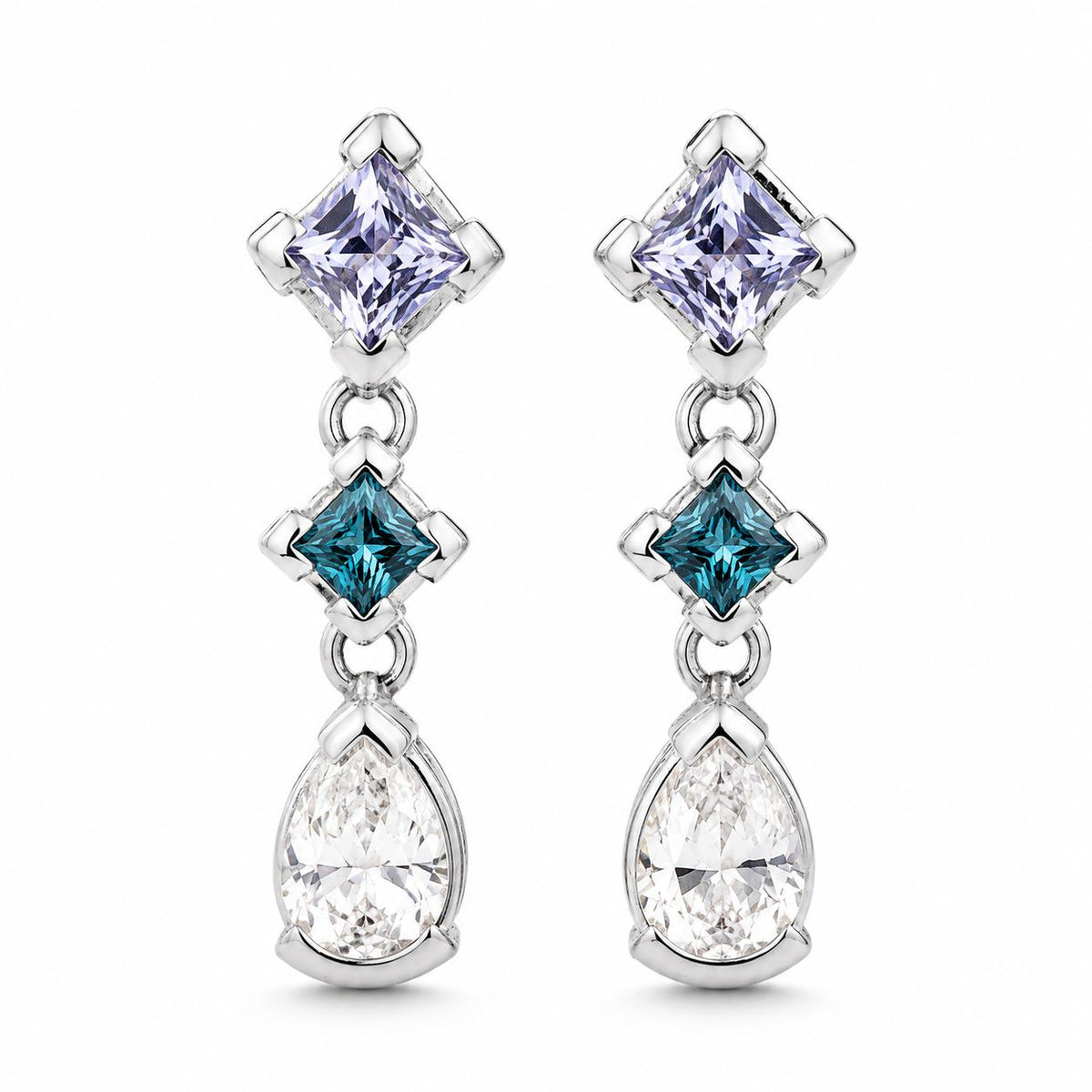 Aurum Jewels 18ct Multi - colour Sapphire & Tourmaline Drop Earrings - Aurum Jewels