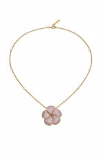 Aurum Jewels 18ct Rose Gold Pave Diamond Set Frangipani Flower Slider Pendant with Diamond Set Chain - Aurum Jewels