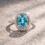 Aurum Jewels 18ct White Gold Apatite & Diamond Halo Ring - Aurum Jewels
