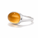 Aurum Jewels 18ct White Gold Cabochon Cut Citrine Cocktail Ring - Aurum Jewels