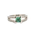 Aurum Jewels 18ct White Gold Green Beryl & Diamond Ring - Aurum Jewels
