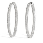 Aurum Jewels 18ct White Gold Micro Pave Diamond Hoop Earrings - Aurum Jewels
