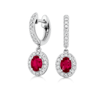 Aurum Jewels 18ct White Gold Oval Ruby & Diamond Hoop Earrings - Aurum Jewels