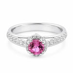 Aurum Jewels 18ct White Gold Pink Tourmaline & Diamond Halo Ring - Aurum Jewels