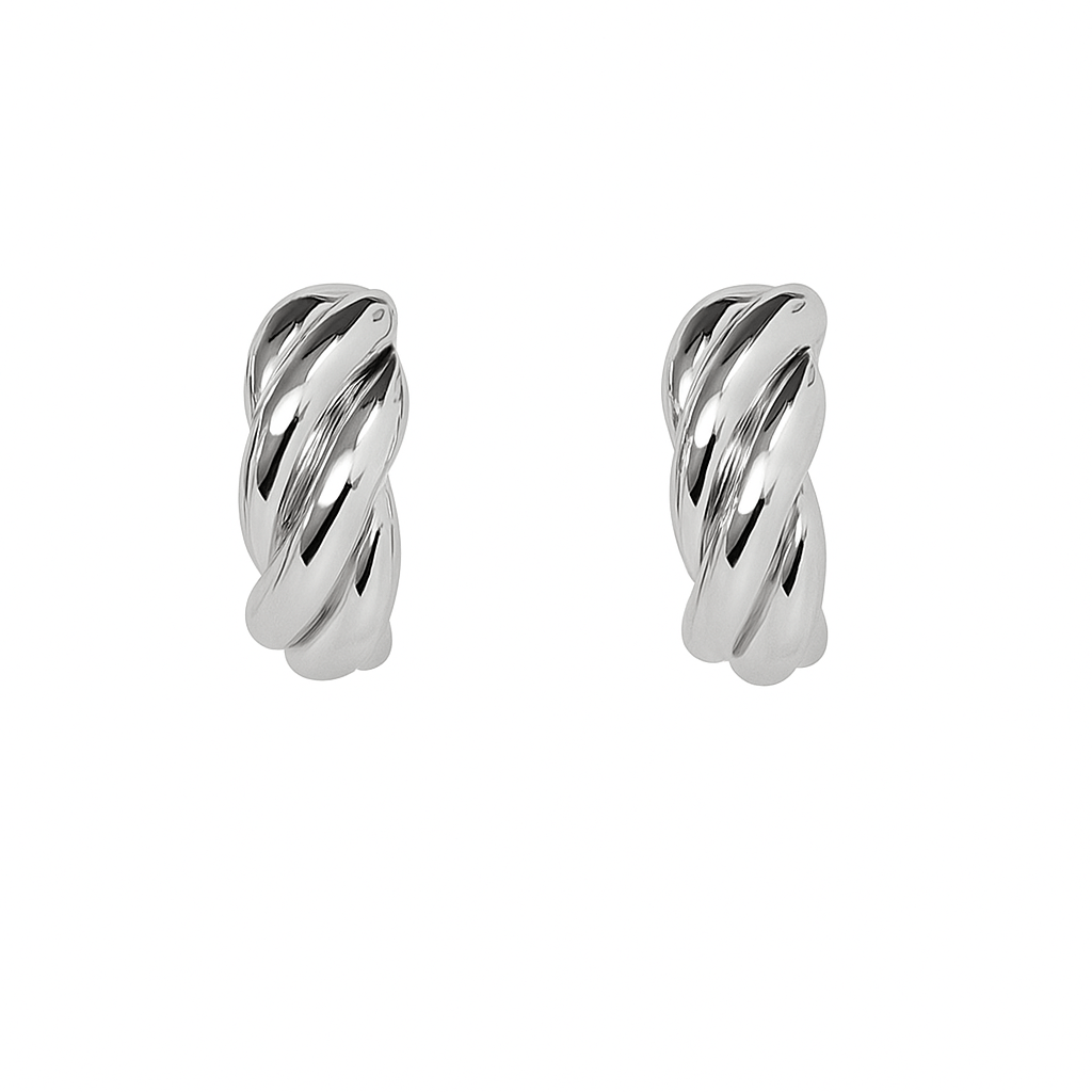 Aurum Jewels 18ct White Gold Twist Hoop Earrings - Aurum Jewels