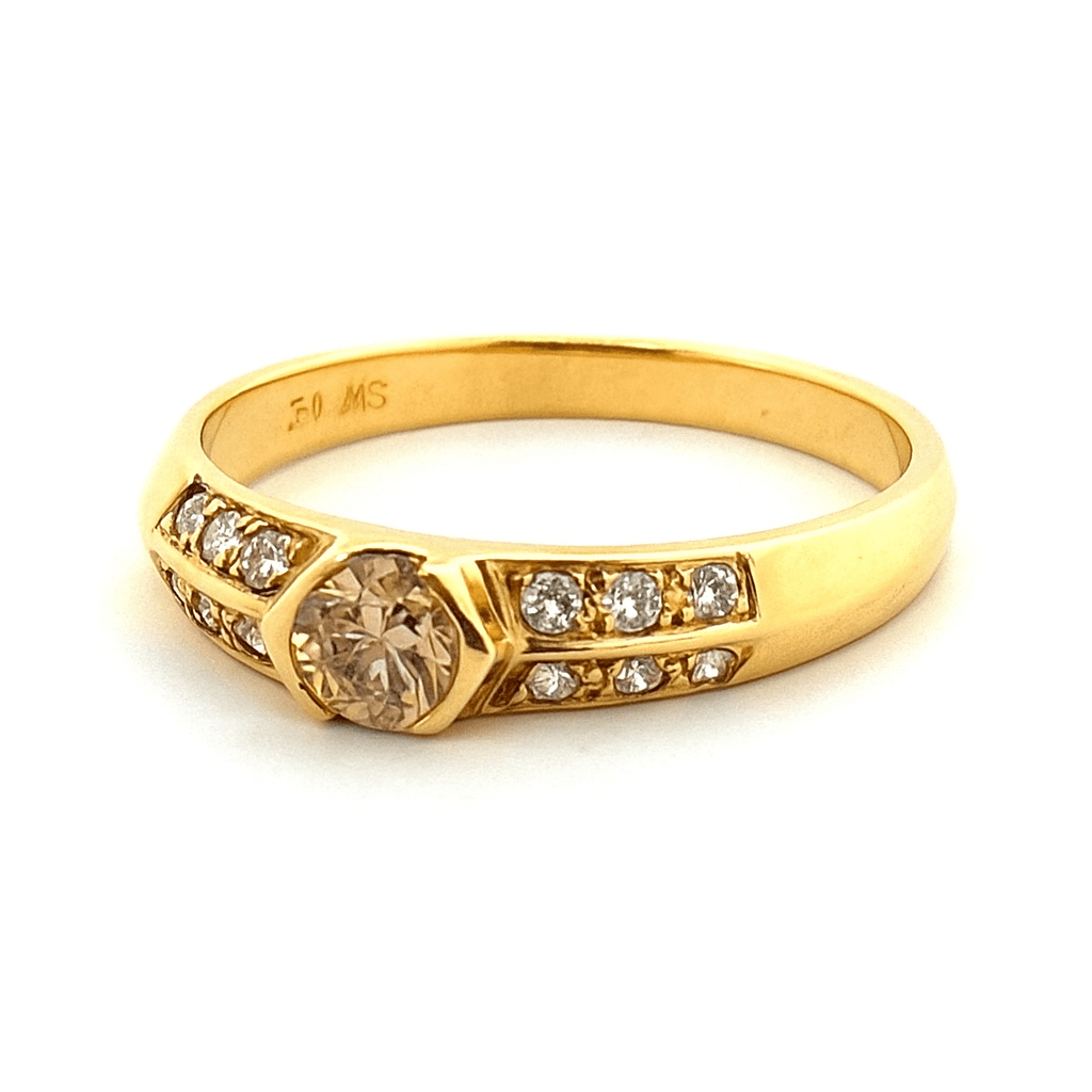 Aurum Jewels 18ct Yellow Gold Champagne Diamond Ring - Aurum Jewels
