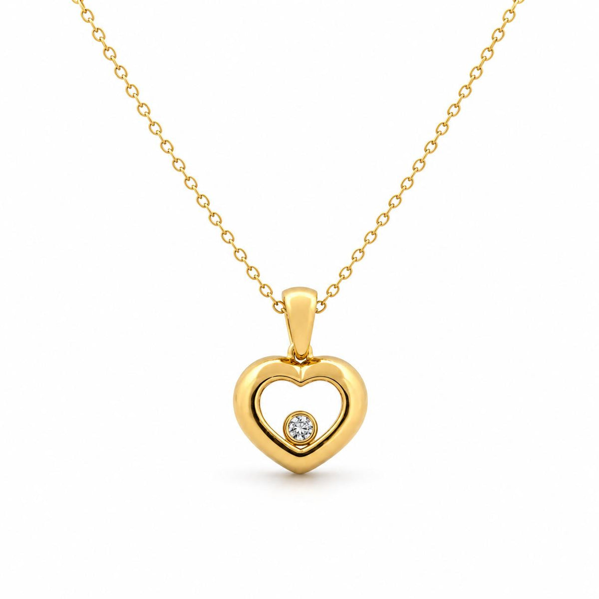 Aurum Jewels 18ct Yellow Gold ‘Floating Diamond’ Heart Pendant - Aurum Jewels