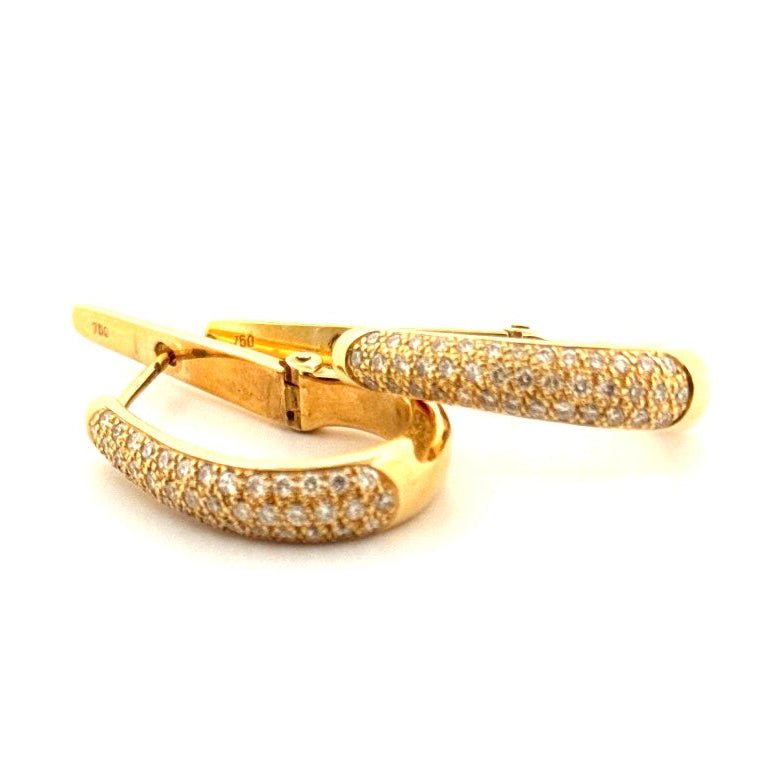 Aurum Jewels 18ct Yellow Gold Pave Hoop Earrings - Aurum Jewels