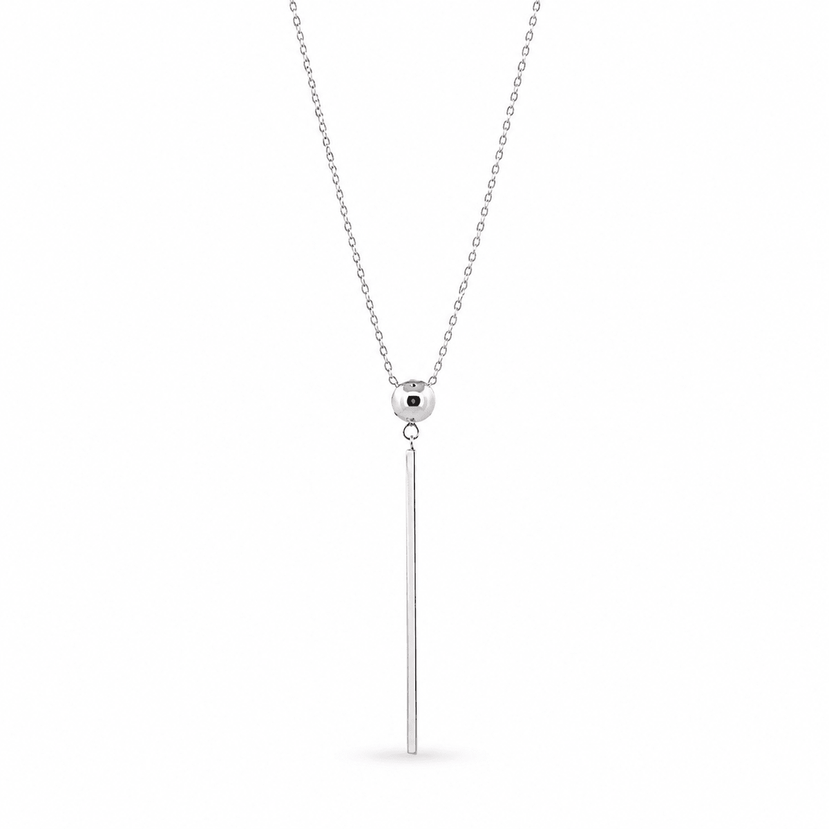 Aurum Jewels 9ct White Gold Ball & Bar Lariat Necklace - Aurum Jewels