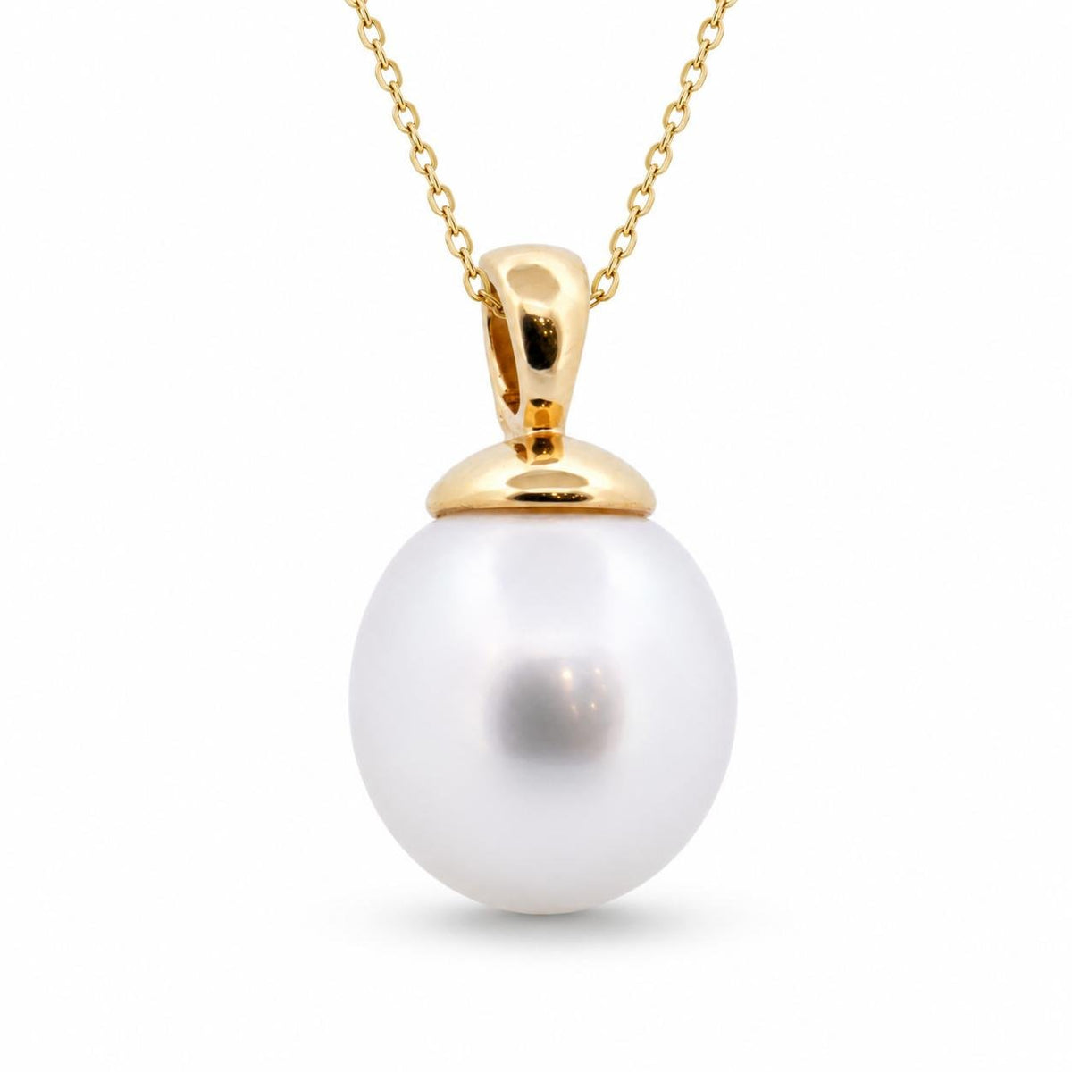 Autore 18ct Yellow Gold 14mm Semi Drop South Sea Pearl Pendant - Aurum Jewels