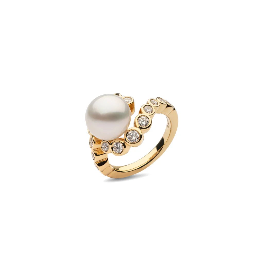 Autore ‘Bezel’ Diamond & South Sea Pearl Ring - Aurum Jewels