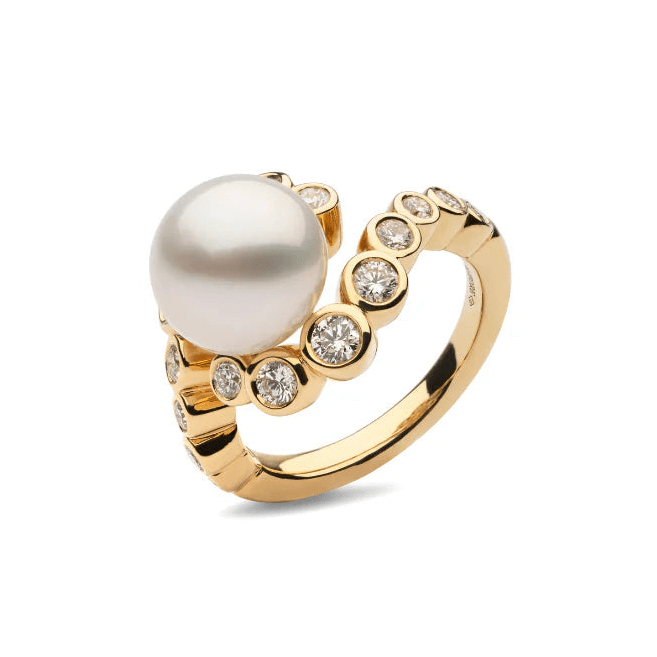 Autore ‘Bezel’ Diamond & South Sea Pearl Ring - Aurum Jewels