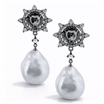 Autore Black Rhodium, Diamond & Baroque South Sea Pearl Earrings - Aurum Jewels