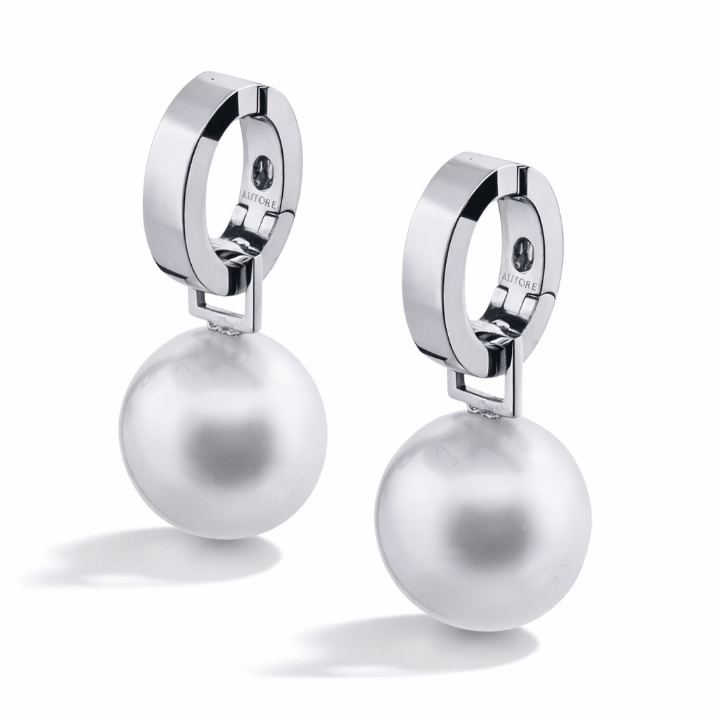 Autore Classic South Sea Pearl Hoop Earrings - Aurum Jewels