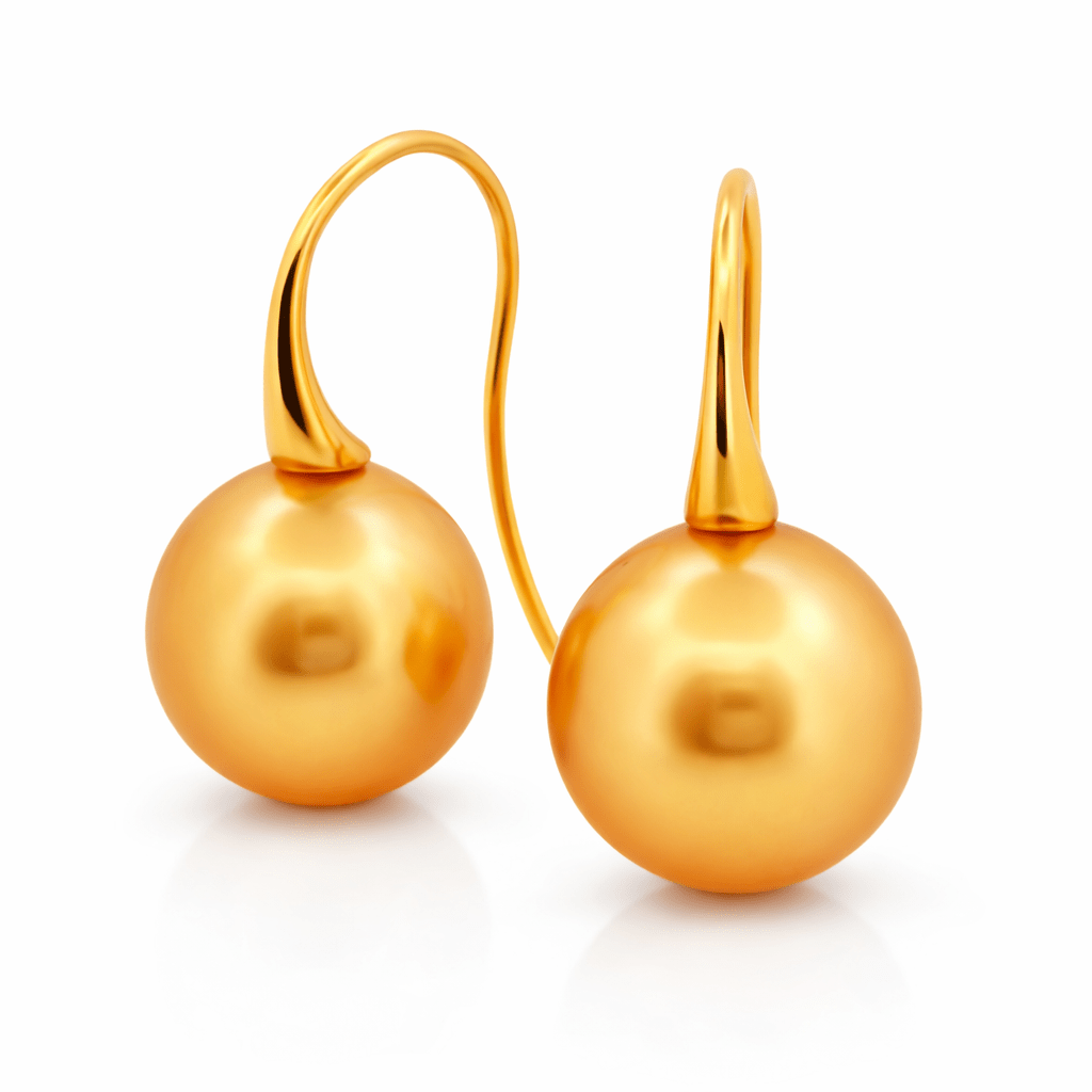 Autore Classic Yellow Gold Intense Golden South Sea Pearl Drop Earrings - Aurum Jewels