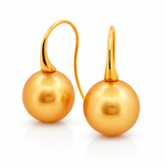 Autore Classic Yellow Gold Intense Golden South Sea Pearl Drop Earrings - Aurum Jewels