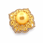 Autore Golden South Sea Pearl & Diamond Brooch/Pendant - Aurum Jewels