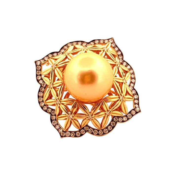 Autore Golden South Sea Pearl & Diamond Brooch/Pendant - Aurum Jewels