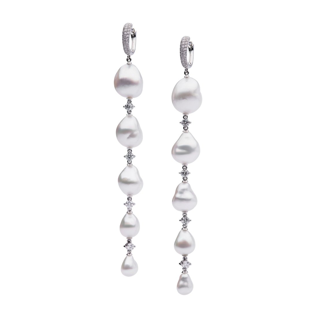 Autore Keshi Pearl & Diamond Drop Earrings - Aurum Jewels