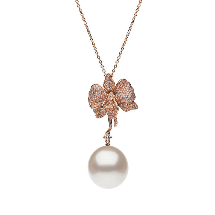 Autore ‘Orchid’ Pink Diamond & South Sea Pearl Pendant - Aurum Jewels