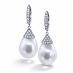 Autore South Sea Pearl & Pave Diamond Drop Earrings - Aurum Jewels