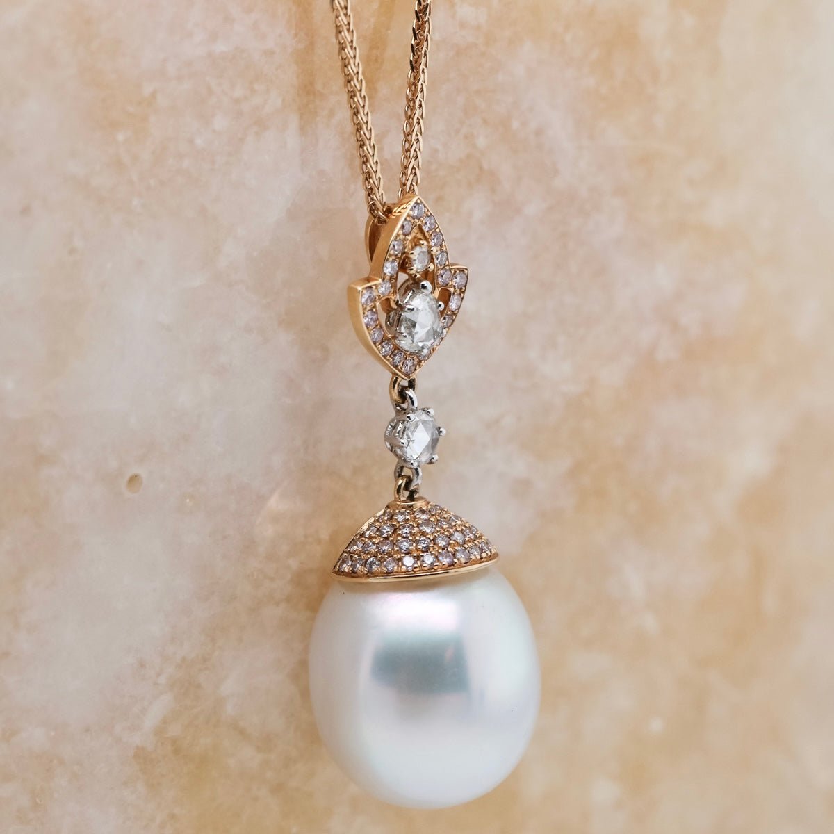 Autore South Sea Pearl & Pink Diamond Pendant - Aurum Jewels