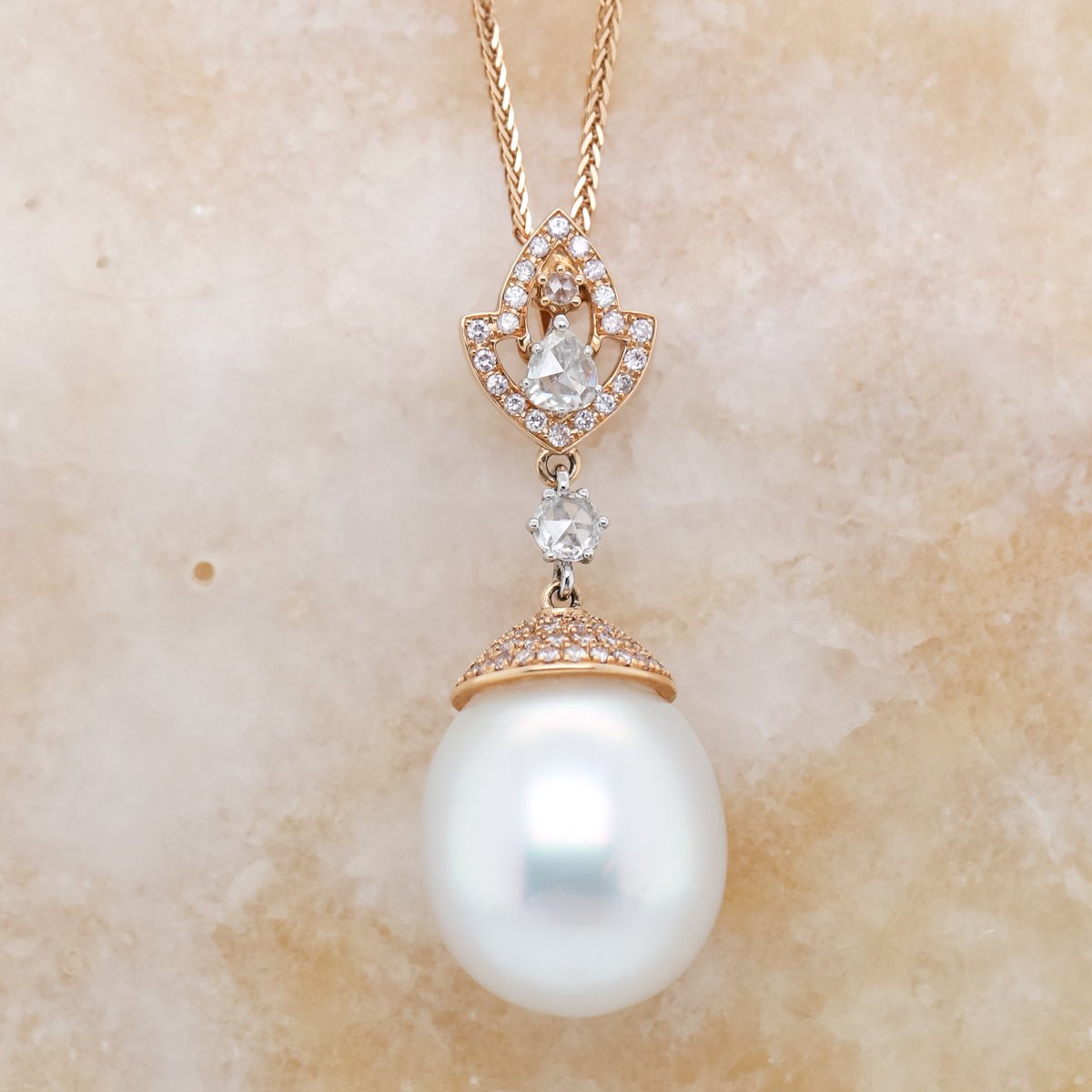 Autore South Sea Pearl & Pink Diamond Pendant - Aurum Jewels