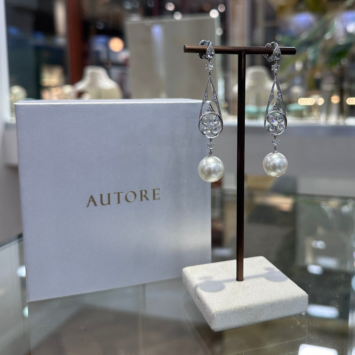 Autore South Sea Pearl & Rose Cut Diamond Earrings - Aurum Jewels