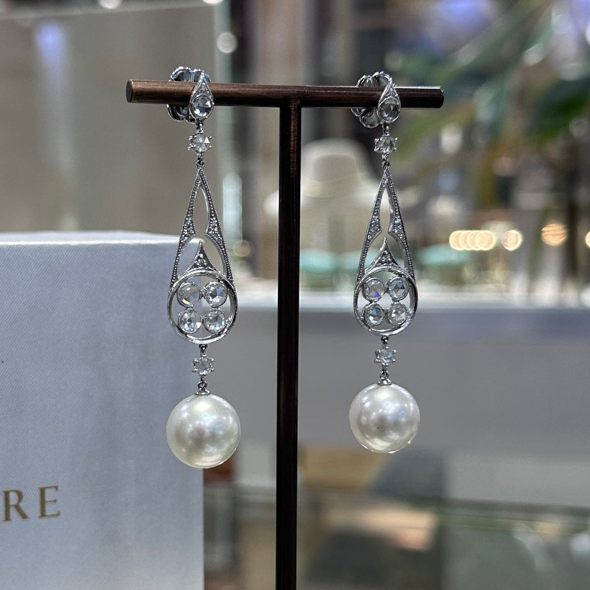 Autore South Sea Pearl & Rose Cut Diamond Earrings - Aurum Jewels