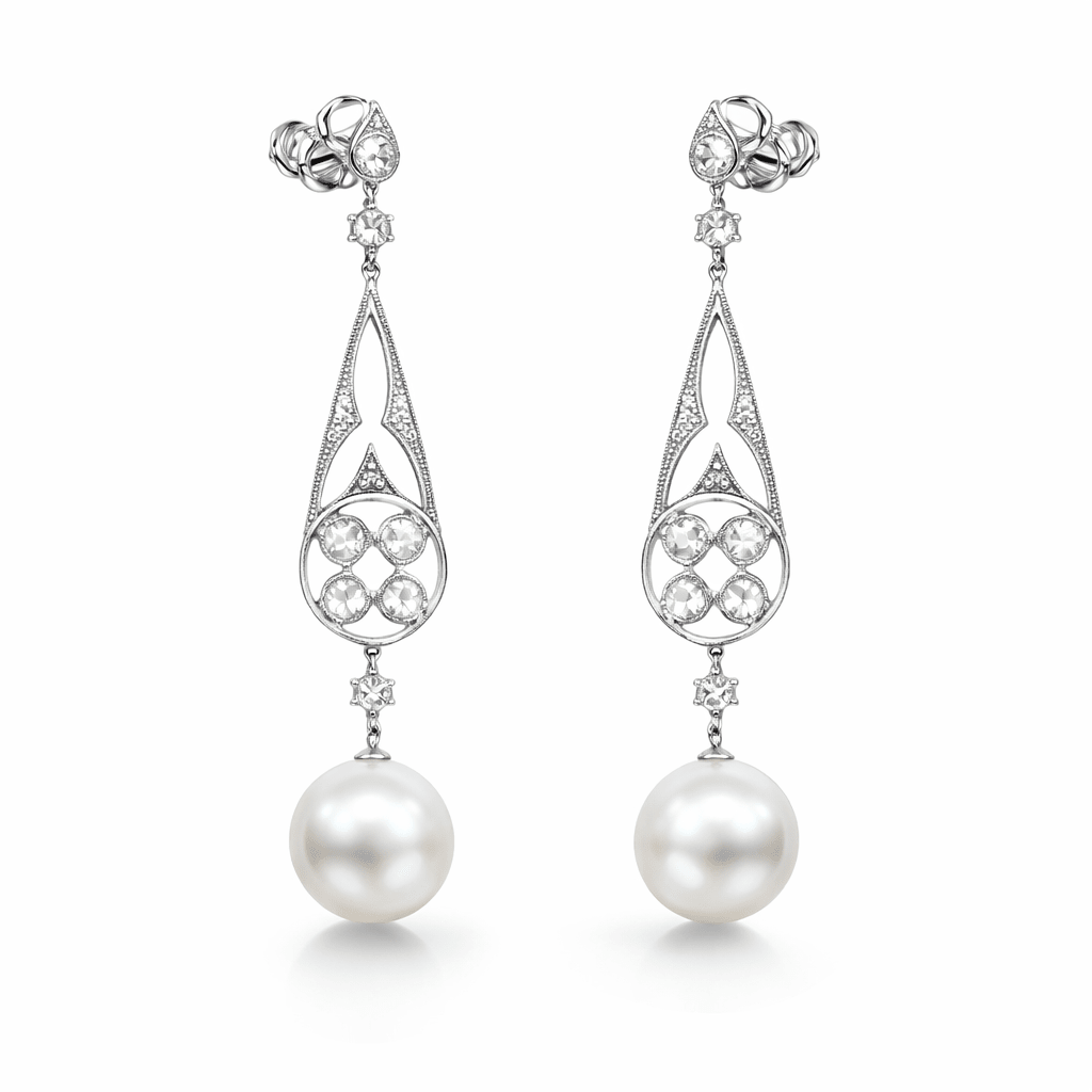 Autore South Sea Pearl & Rose Cut Diamond Earrings - Aurum Jewels