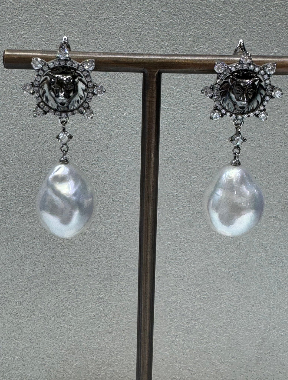 Baroque South Sea Pearl & Diamond Earrings - Aurum Jewels