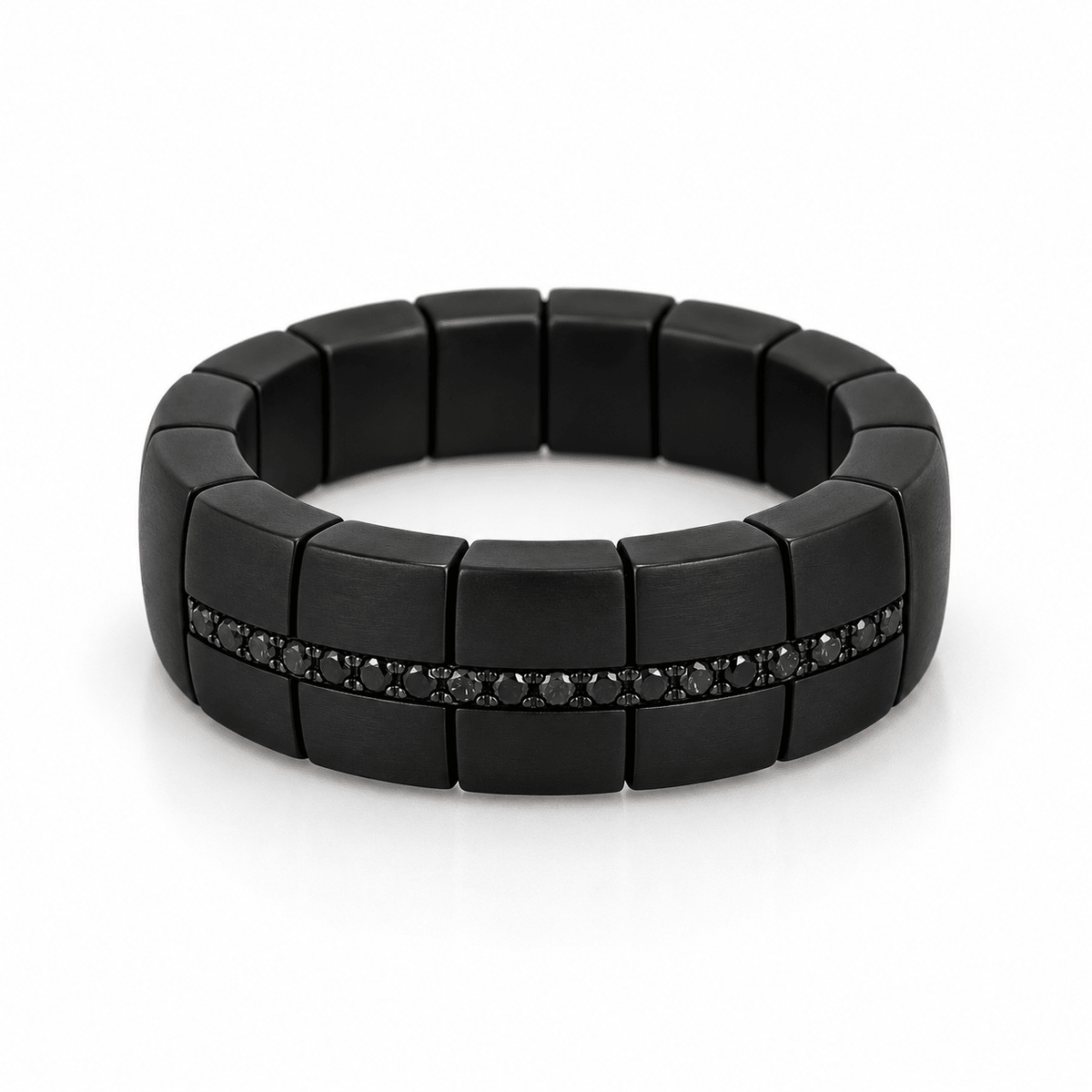 Demeglio Domino Luce Ring in Matte Black Ceramic with Diamonds - Aurum Jewels