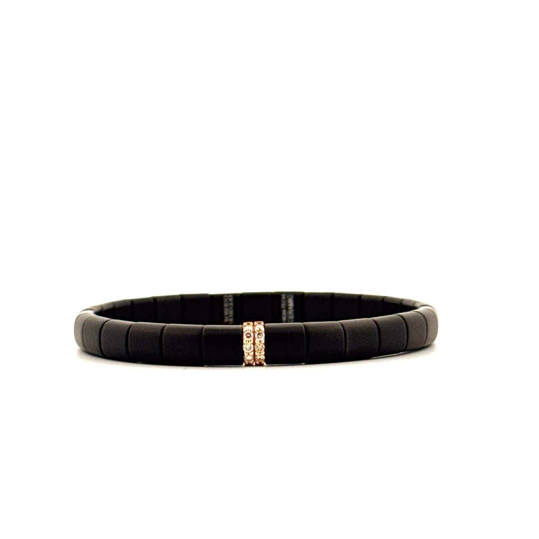 Demeglio Pura Bracelet in Matte Black Ceramic with Brown Diamonds - Aurum Jewels