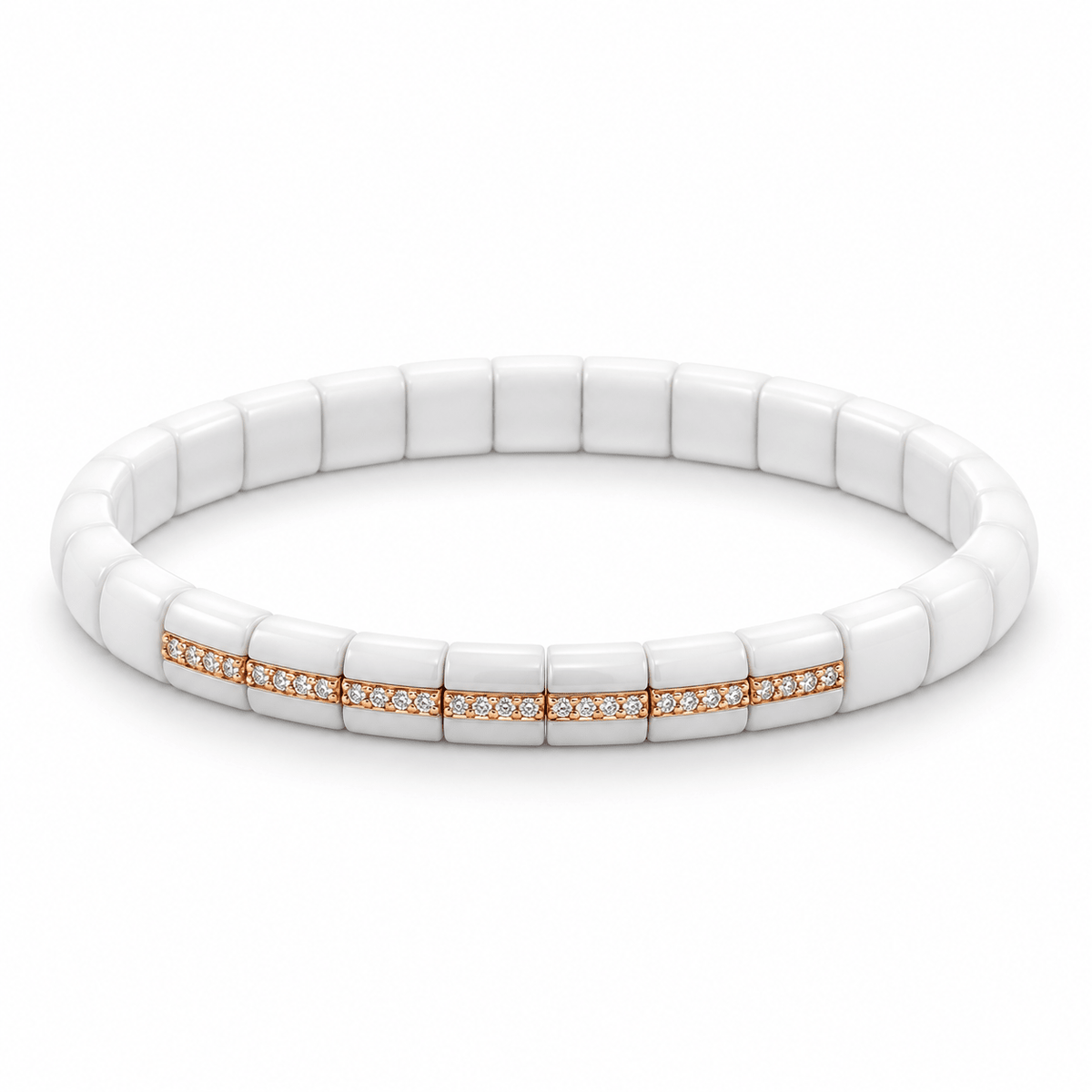 Demeglio Pura Luce Bracelet in White Ceramic with Brown Diamonds - Aurum Jewels