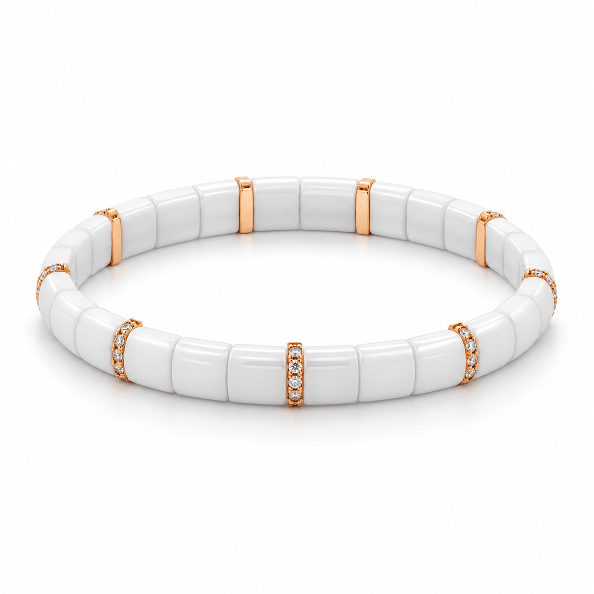 Demeglio Pura White Polished Ceramic & Brown Diamonds Bracelet - Aurum Jewels